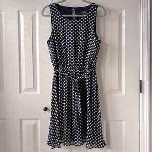 S.L. Fashions Navy Polka Dot Sleeveless Dress